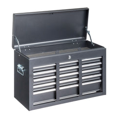 HAOYYE Heavy Duty Steel Tool Box Black Portable Metal Toolbox with Secure Locking Mechanism Durable Storage Case for Mechanics Car Repair Construction Workshop Professional Use