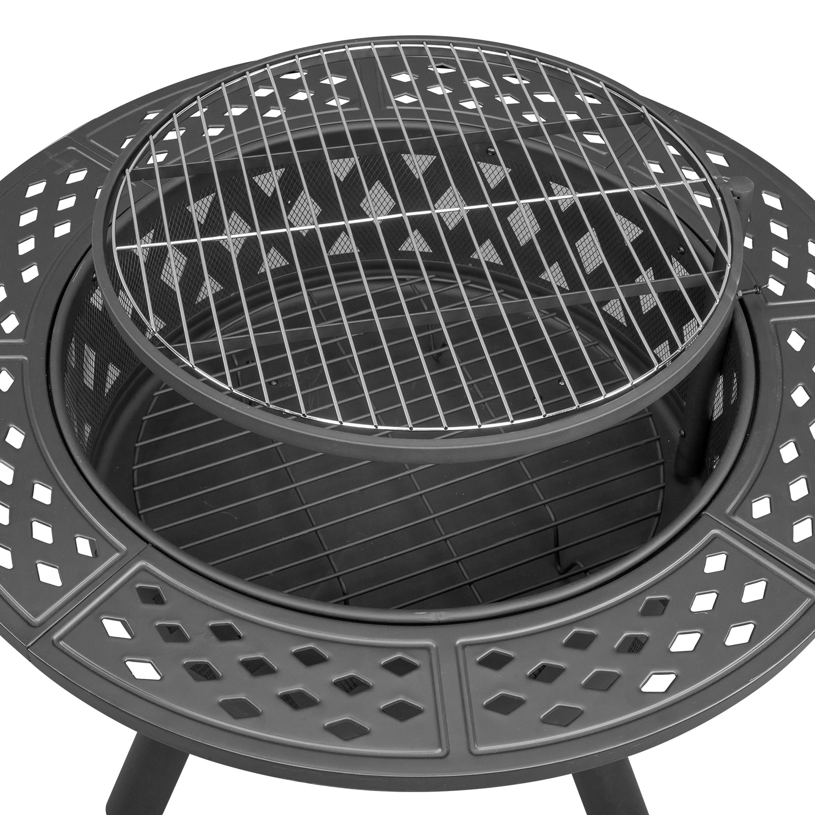 HAOYYE Outdoor Metal Fire Pit with Removable Cooking Grates Black Square Wood Burning Firepit with Spark Screen Poker and Heat-Resistant Paint for Backyard Patio Bonfire Camping