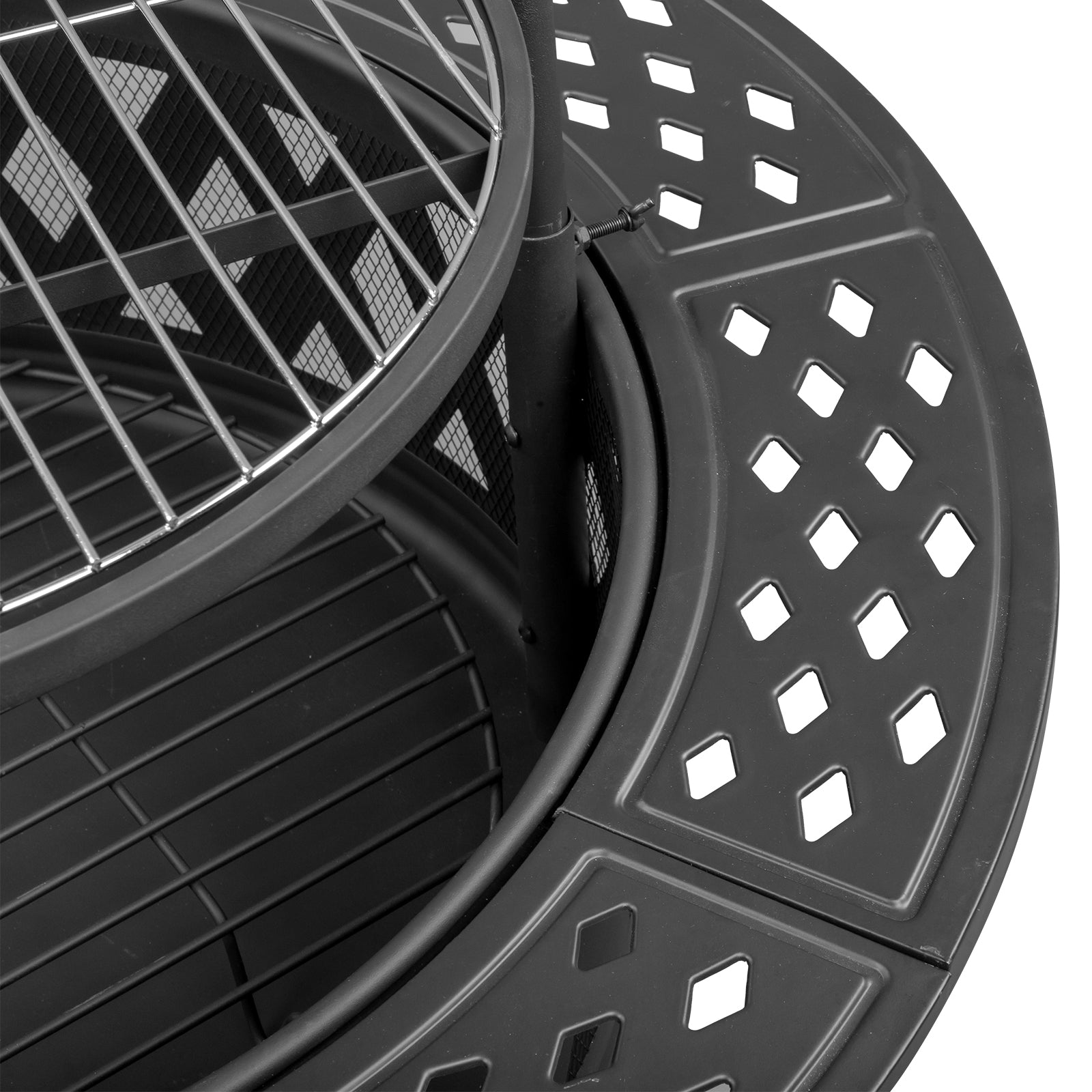 HAOYYE Outdoor Metal Fire Pit with Removable Cooking Grates Black Square Wood Burning Firepit with Spark Screen Poker and Heat-Resistant Paint for Backyard Patio Bonfire Camping