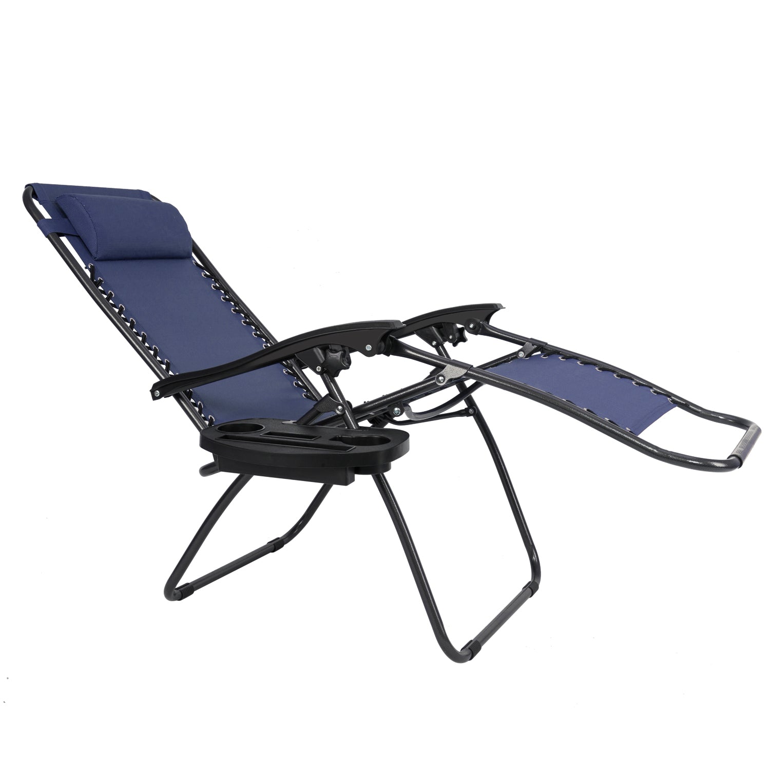 Infinity Zero Gravity Chair Pack 2, Outdoor Lounge Patio Chairs with Pillow and Utility Tray Adjustable Folding Recliner for Deck,Patio,Beach,Yard, Blue