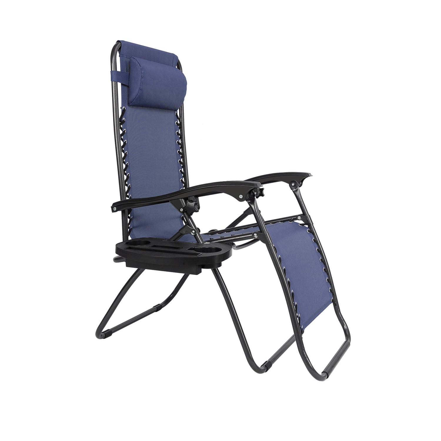 Infinity Zero Gravity Chair Pack 2, Outdoor Lounge Patio Chairs with Pillow and Utility Tray Adjustable Folding Recliner for Deck,Patio,Beach,Yard, Blue