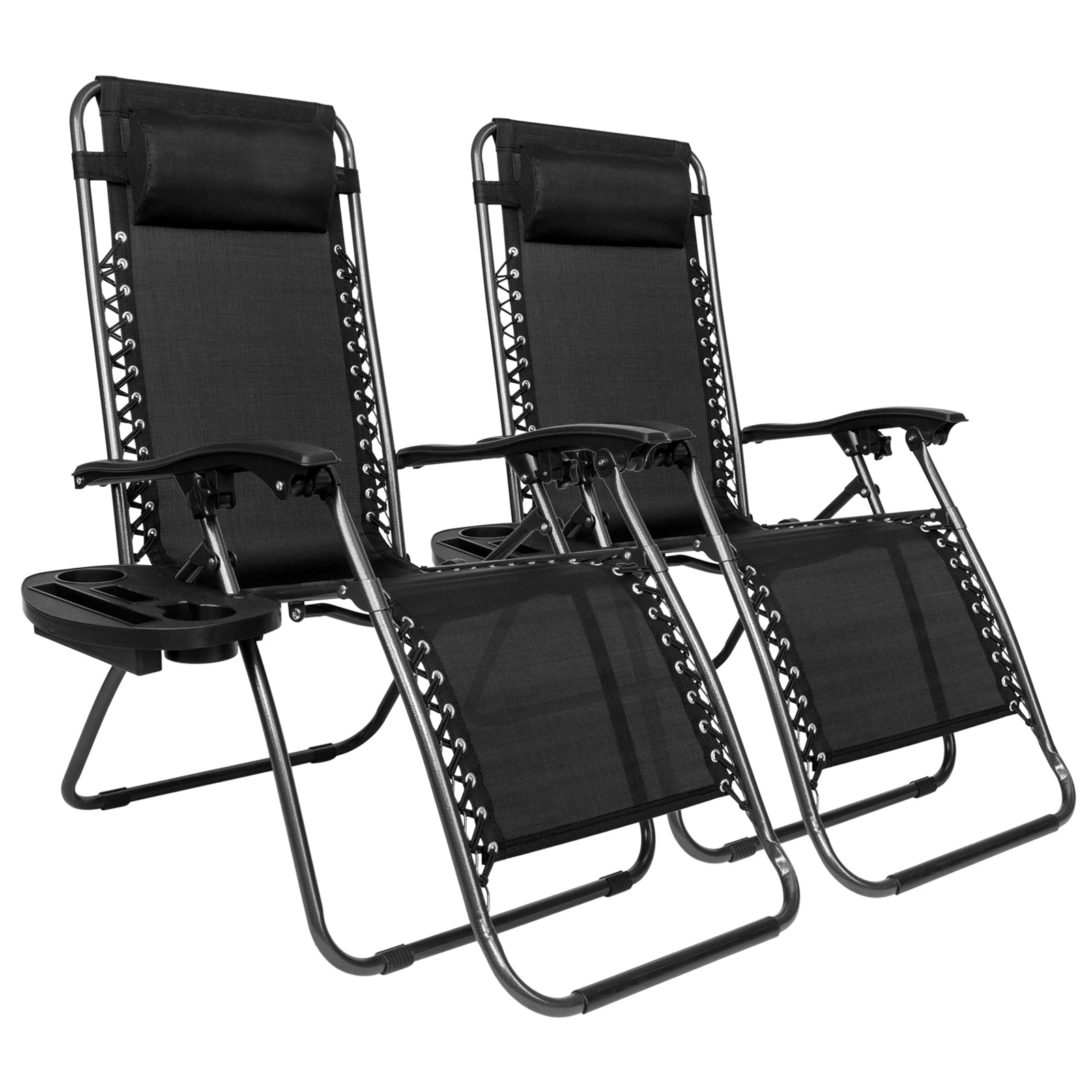 HAOYYE Infinity Zero Gravity Chair Pack of 2, Adjustable Folding Outdoor Lounge Chairs with Pillow and Utility Tray, Perfect for Deck, Patio, Beach, Yard, Relaxation Recliner