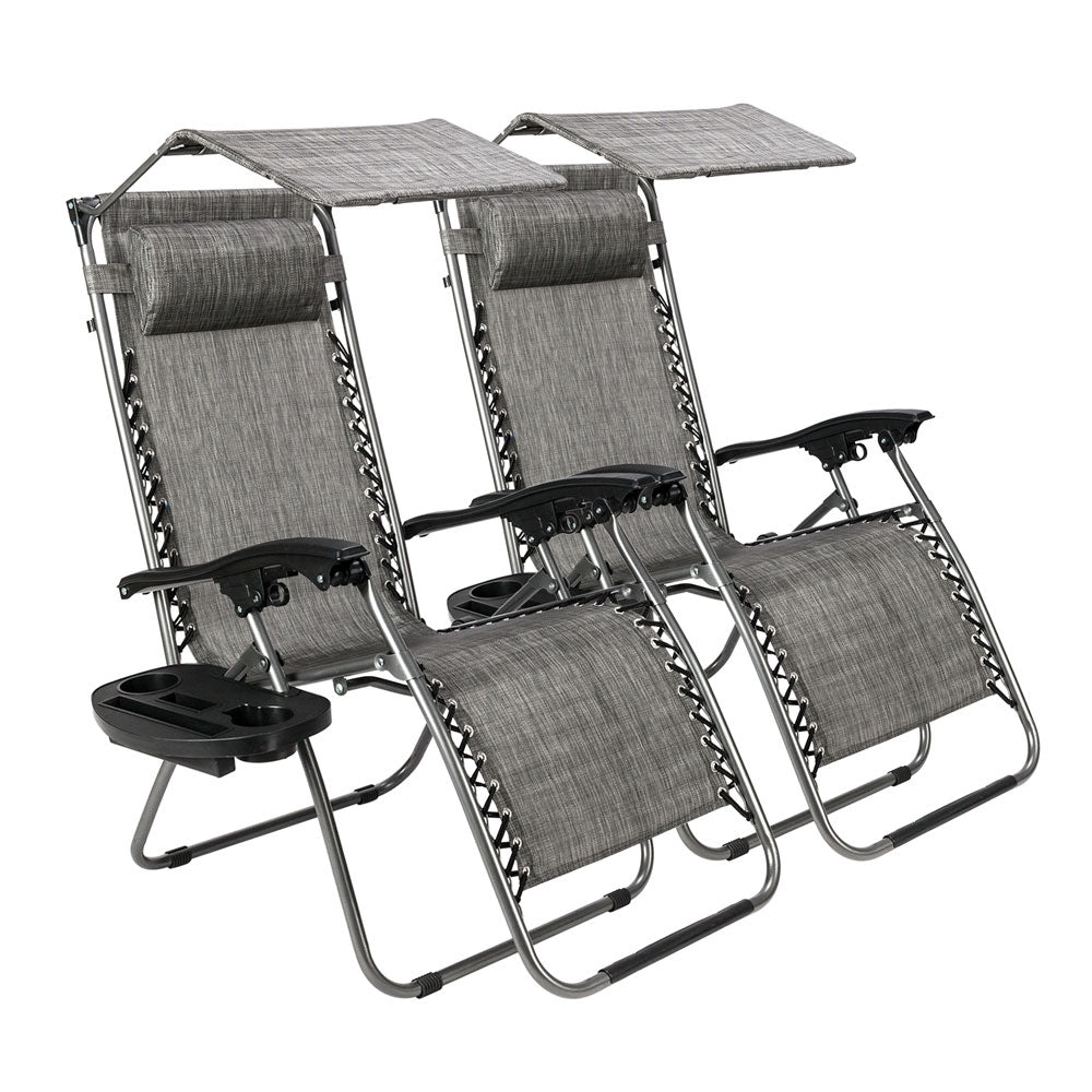HAOYYE Infinity Zero Gravity Chair with Awning, Adjustable Folding Recliner for Outdoor Lounge, Patio, Deck, Beach, and Yard, with Pillow and Utility Tray