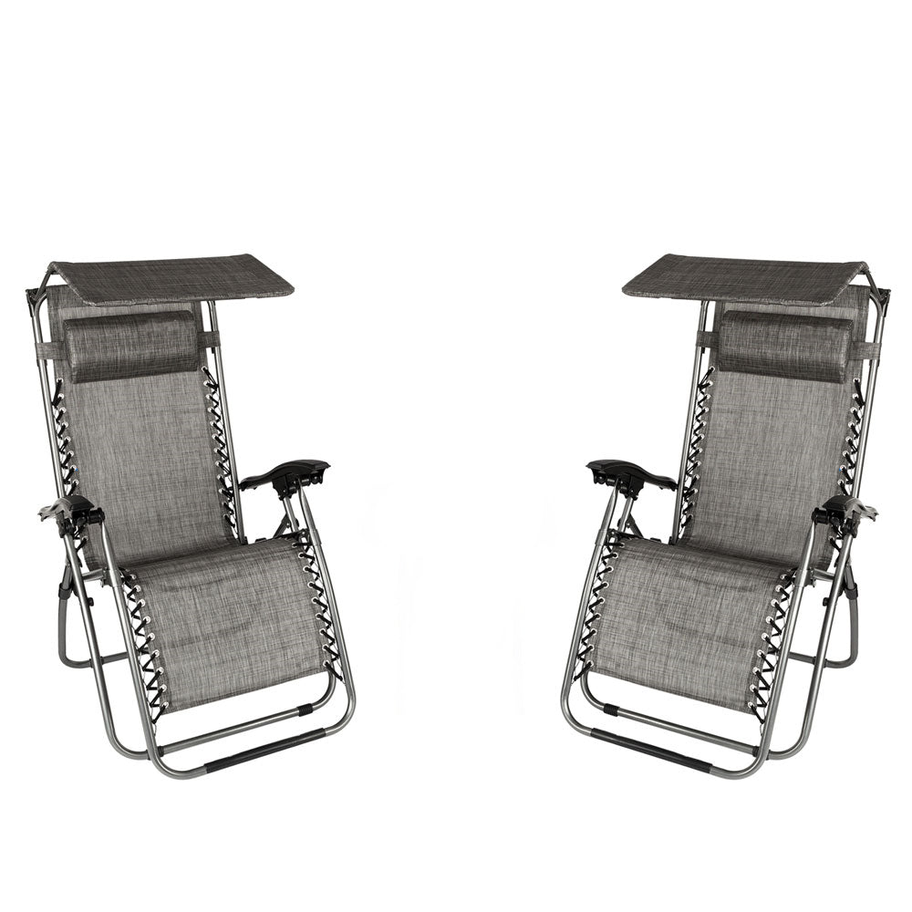 HAOYYE Infinity Zero Gravity Chair with Awning, Adjustable Folding Recliner for Outdoor Lounge, Patio, Deck, Beach, and Yard, with Pillow and Utility Tray