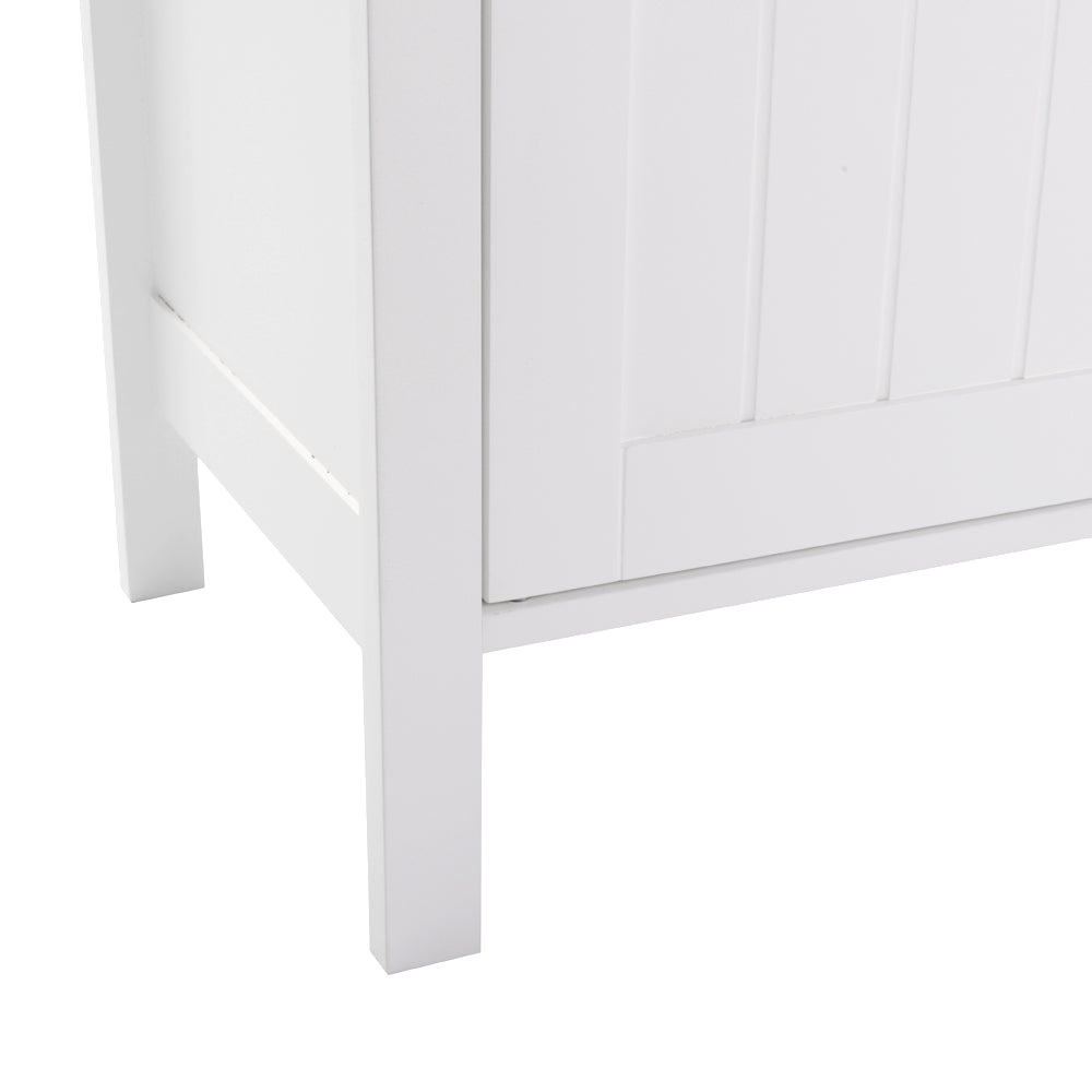 HAOYYE Double Door Bathroom Cabinet, White, Durable Storage Organizer, Stylish Space-Saving Solution for Living Room, Bedroom, Waterproof MDF, Easy to Assemble.