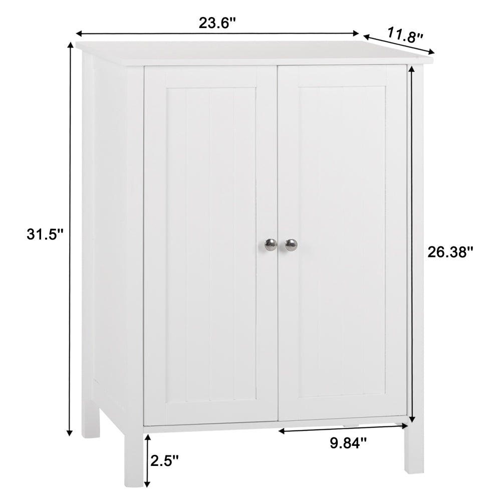 HAOYYE Double Door Bathroom Cabinet, White, Durable Storage Organizer, Stylish Space-Saving Solution for Living Room, Bedroom, Waterproof MDF, Easy to Assemble.