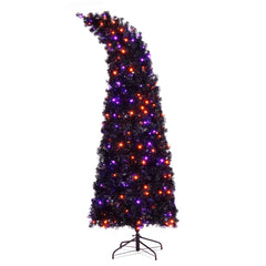 HAOYYE 7FT Wizard Hat Shape Artificial Christmas Tree with 1050 Branches, 400 LED Lights, 10 Lighting Functions, Remote Control, PVC Material, Purple and Orange Colors, Perfect for Holiday Decorations, Office and Home Christmas Tree