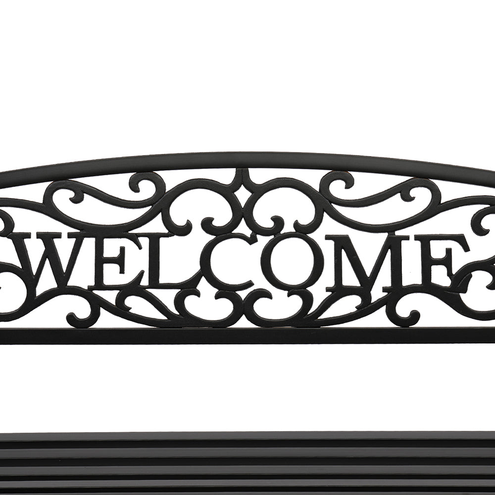 HAOYYE Outdoor Welcome Backrest Cast Iron Bench, Durable and Elegant Design, Perfect for Gardens, Patios, Parks, and Outdoor Spaces, Sturdy and Comfortable for Relaxing