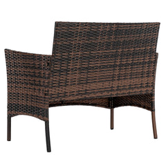 HAOYYE Rattan Patio Furniture Set with 2 Armchairs, 1 Loveseat and Glass Coffee Table, Outdoor Wicker Conversation Set with Cushions, Brown Gradient PE Wicker Sofa Set for Garden Porch or Balcony