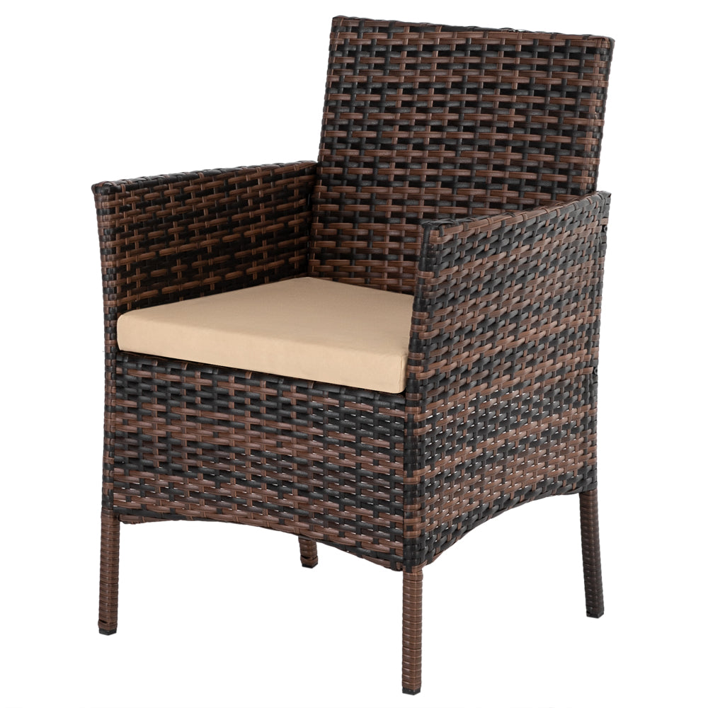 HAOYYE Rattan Patio Furniture Set with 2 Armchairs, 1 Loveseat and Glass Coffee Table, Outdoor Wicker Conversation Set with Cushions, Brown Gradient PE Wicker Sofa Set for Garden Porch or Balcony