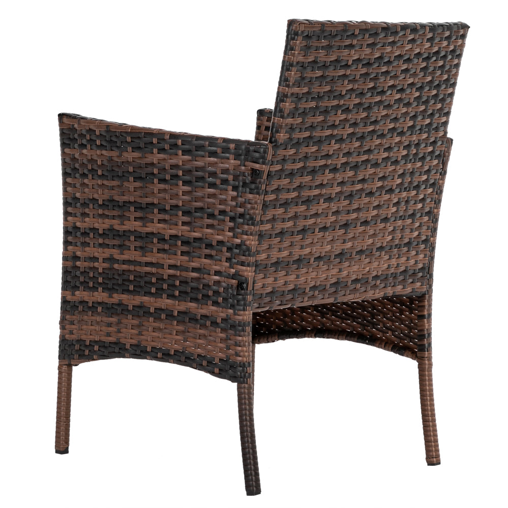 HAOYYE Rattan Patio Furniture Set with 2 Armchairs, 1 Loveseat and Glass Coffee Table, Outdoor Wicker Conversation Set with Cushions, Brown Gradient PE Wicker Sofa Set for Garden Porch or Balcony