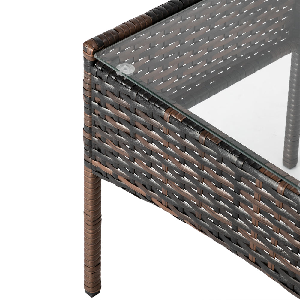HAOYYE Rattan Patio Furniture Set with 2 Armchairs, 1 Loveseat and Glass Coffee Table, Outdoor Wicker Conversation Set with Cushions, Brown Gradient PE Wicker Sofa Set for Garden Porch or Balcony