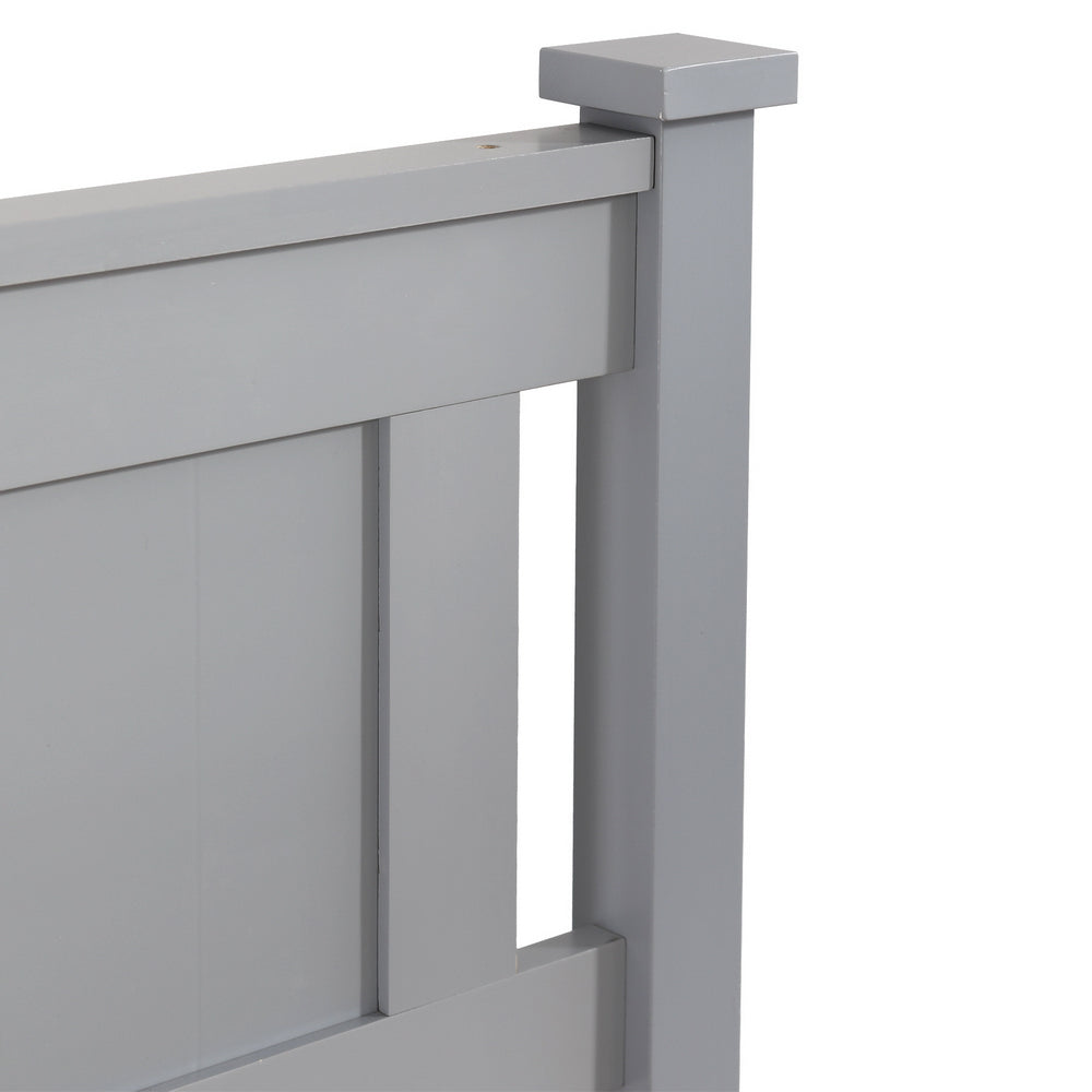 HAOYYE Vertical Decorative Core Bed Grey Twin – Modern Twin Bed with Stylish Vertical Headboard, Space-Saving Design, Sturdy Wooden Frame, Easy Assembly, Ideal for Kids, Teens, Dorm Rooms, Apartments, Bedrooms, Durable and Functional Furniture