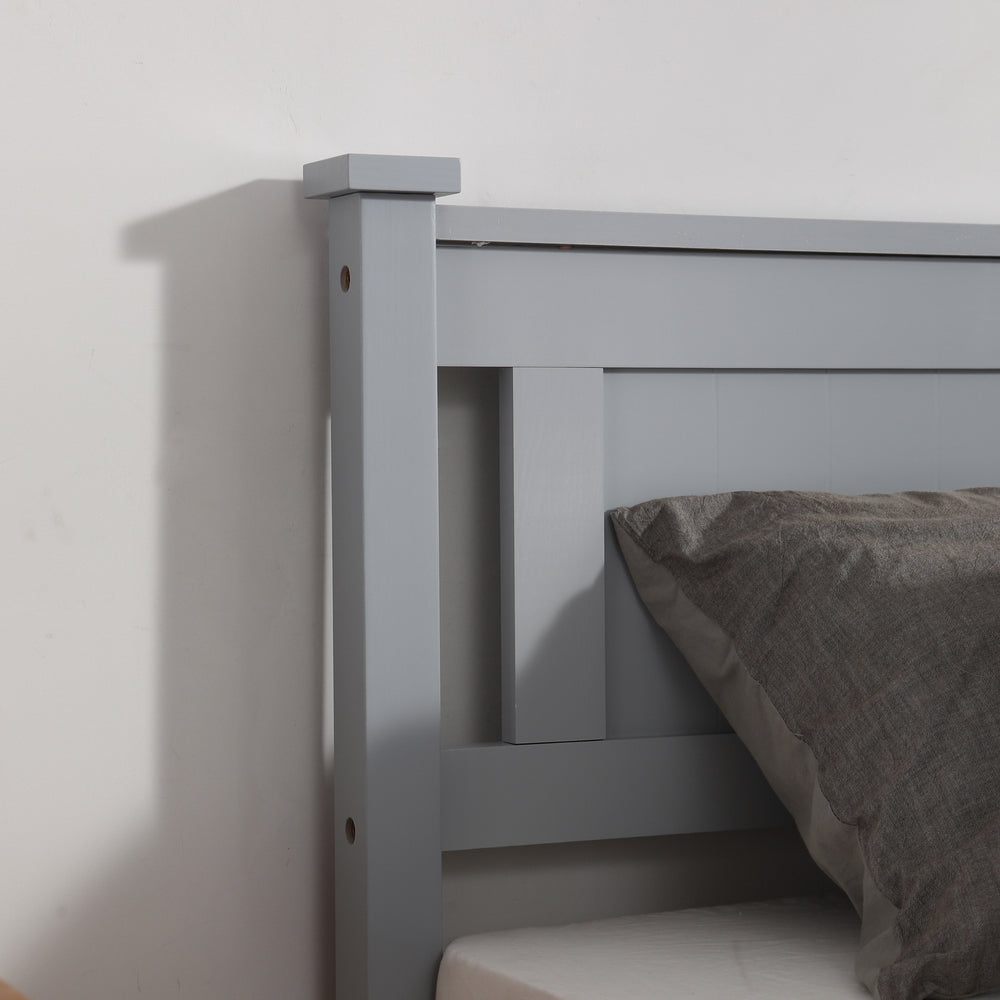 HAOYYE Vertical Decorative Core Bed Grey Twin – Modern Twin Bed with Stylish Vertical Headboard, Space-Saving Design, Sturdy Wooden Frame, Easy Assembly, Ideal for Kids, Teens, Dorm Rooms, Apartments, Bedrooms, Durable and Functional Furniture