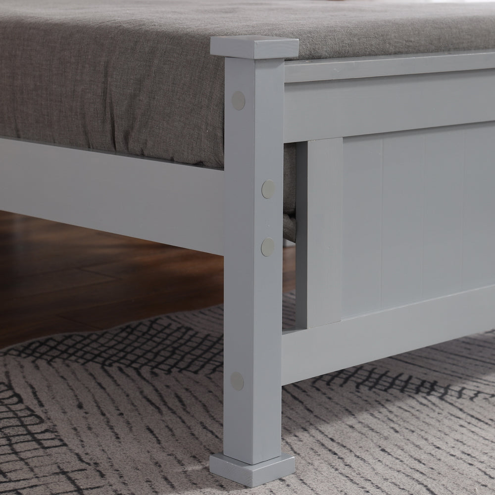 HAOYYE Vertical Decorative Core Bed Grey Twin – Modern Twin Bed with Stylish Vertical Headboard, Space-Saving Design, Sturdy Wooden Frame, Easy Assembly, Ideal for Kids, Teens, Dorm Rooms, Apartments, Bedrooms, Durable and Functional Furniture