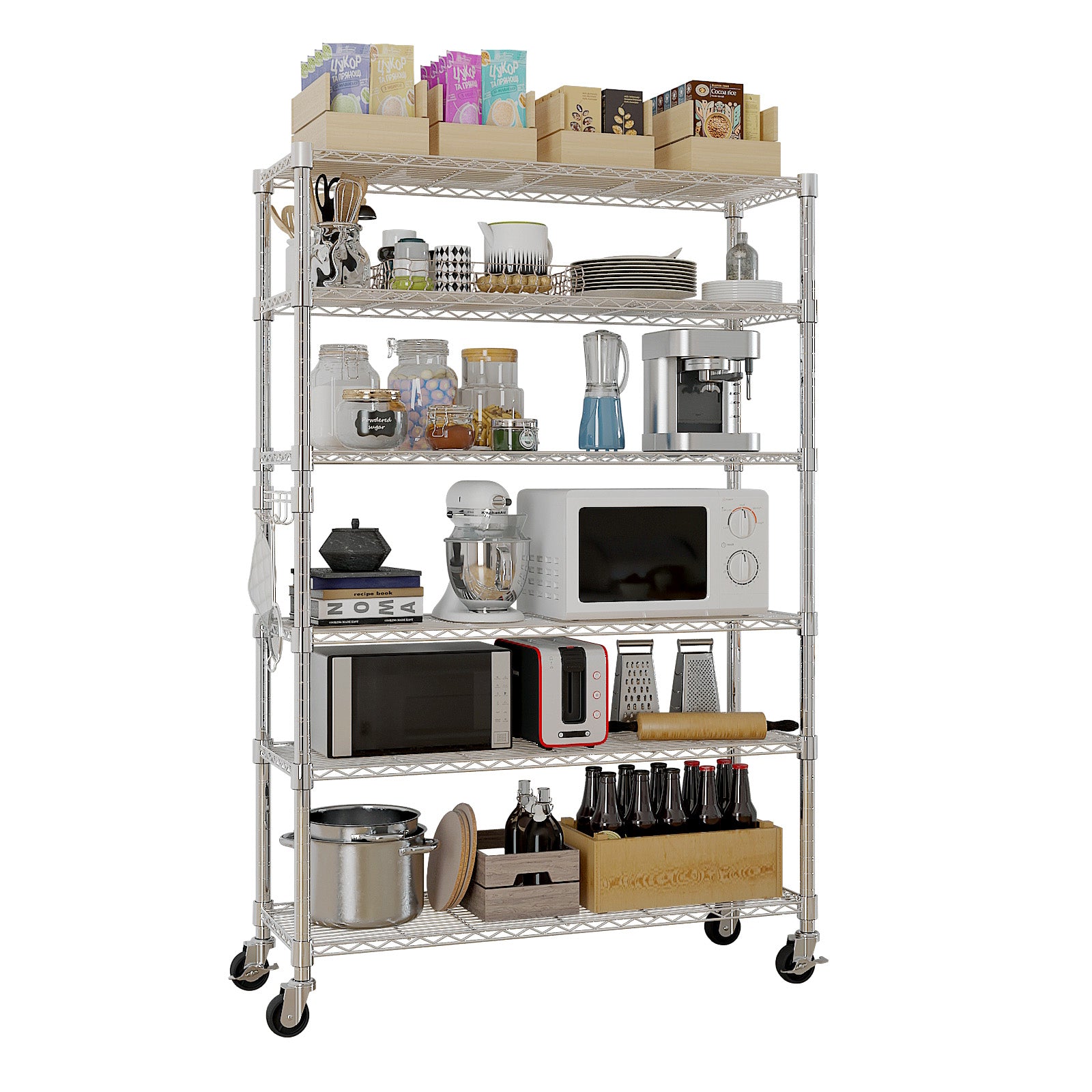 HAOYYE 6-Tier disassembly and free assembly NSF-Certified Steel Wire Shelving with Wheels soft cozy warm flannel fleece home decor luxury comfortable unique design premium quality decorative