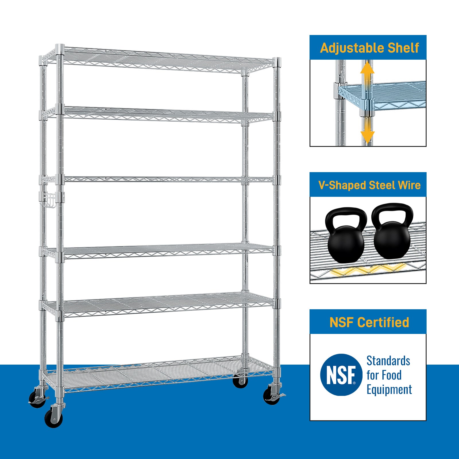 HAOYYE 6-Tier disassembly and free assembly NSF-Certified Steel Wire Shelving with Wheels soft cozy warm flannel fleece home decor luxury comfortable unique design premium quality decorative