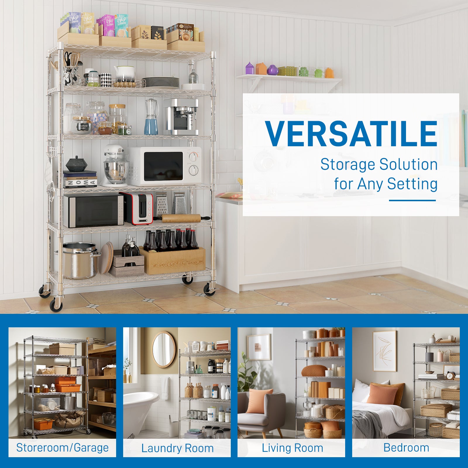 HAOYYE 6-Tier disassembly and free assembly NSF-Certified Steel Wire Shelving with Wheels soft cozy warm flannel fleece home decor luxury comfortable unique design premium quality decorative