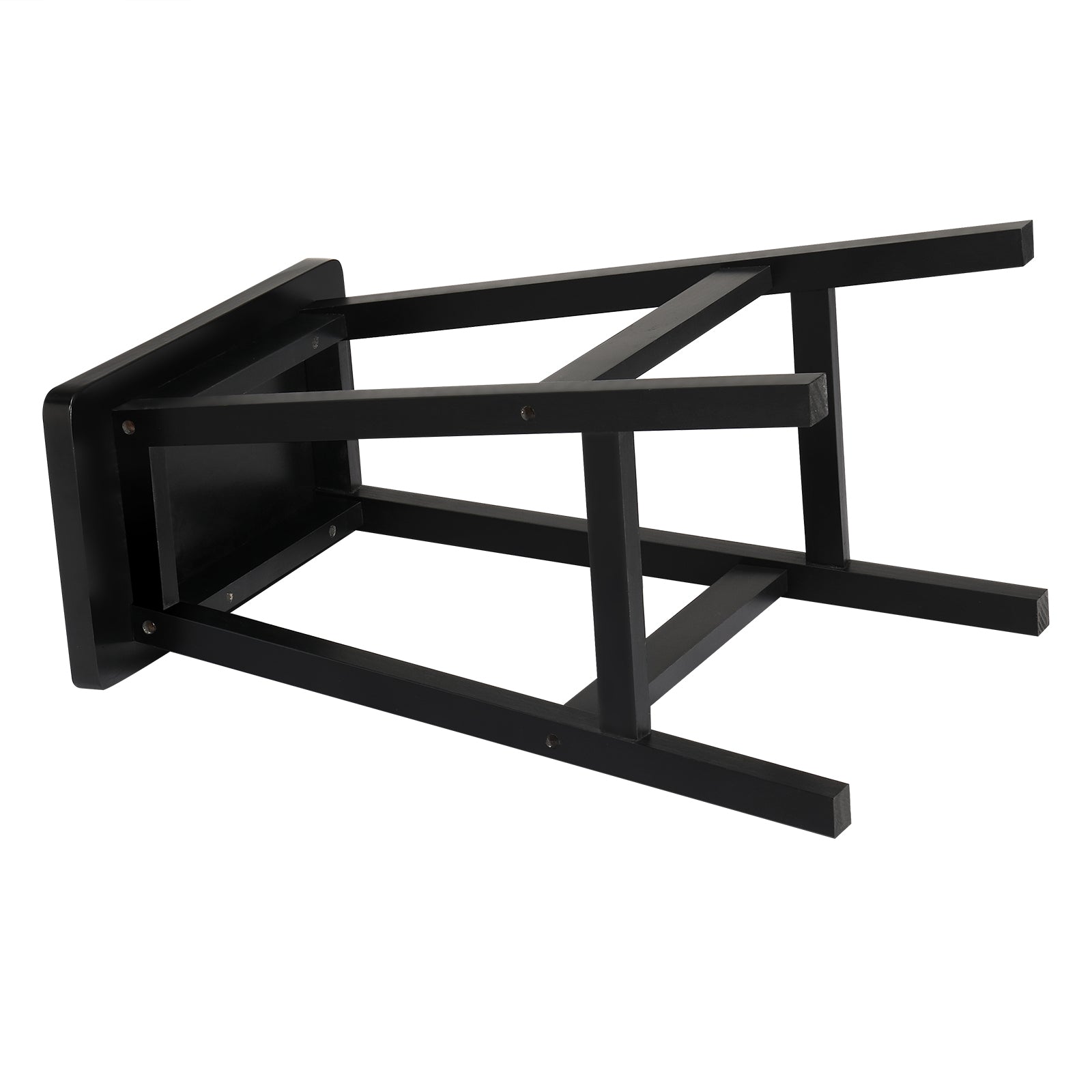HAOYYE Set of 2 Pine Wood Saddle Seat Bar Stools Black Durable Sturdy Design Modern Space-Saving Organizer Stylish Multifunctional Seating for Living Room or Kitchen