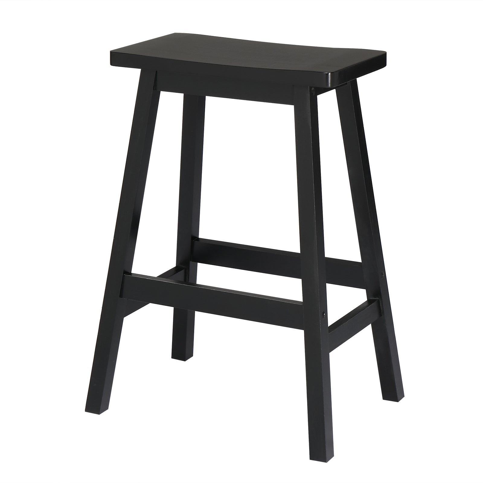 HAOYYE Set of 2 Pine Wood Saddle Seat Bar Stools Black Durable Sturdy Design Modern Space-Saving Organizer Stylish Multifunctional Seating for Living Room or Kitchen