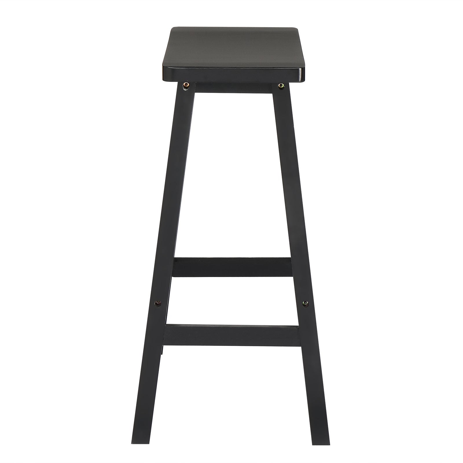 HAOYYE Set of 2 Pine Wood Saddle Seat Bar Stools Black Durable Sturdy Design Modern Space-Saving Organizer Stylish Multifunctional Seating for Living Room or Kitchen