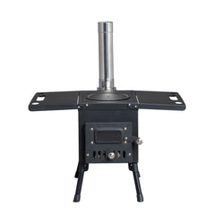 HAOYYE Portable Camping Wood Stove with Chimney Pipes, High-Temperature Resistant Carbon Steel, Foldable Design, Ideal for Outdoor Cooking and Heating, Perfect for Camping, Backpacking, and Hunting Trip