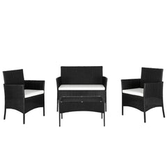 HAOYYE 2pcs Arm Chairs 1pc Loveseat and Tempered Glass Coffee Table Rattan Sofa Set, All-Weather PE Wicker Patio Conversation Furniture with Cushions for Balcony, Backyard, Deck