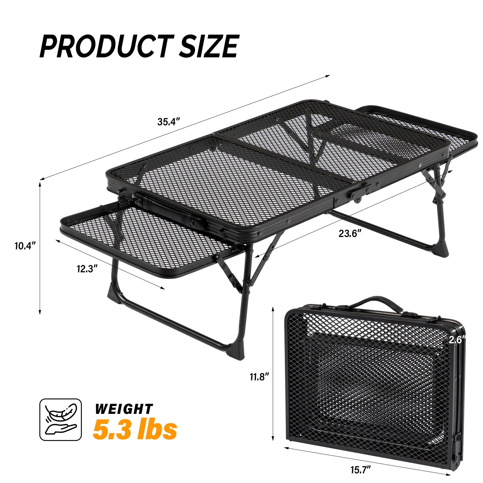 HAOYYE 3ft Portable Picnic Table with Wing Panels, Aluminum Alloy Folding Table for Outdoor Use, Perfect for Family Reunions, Picnics, BBQs, and Camping, Lightweight and Space-Saving Design