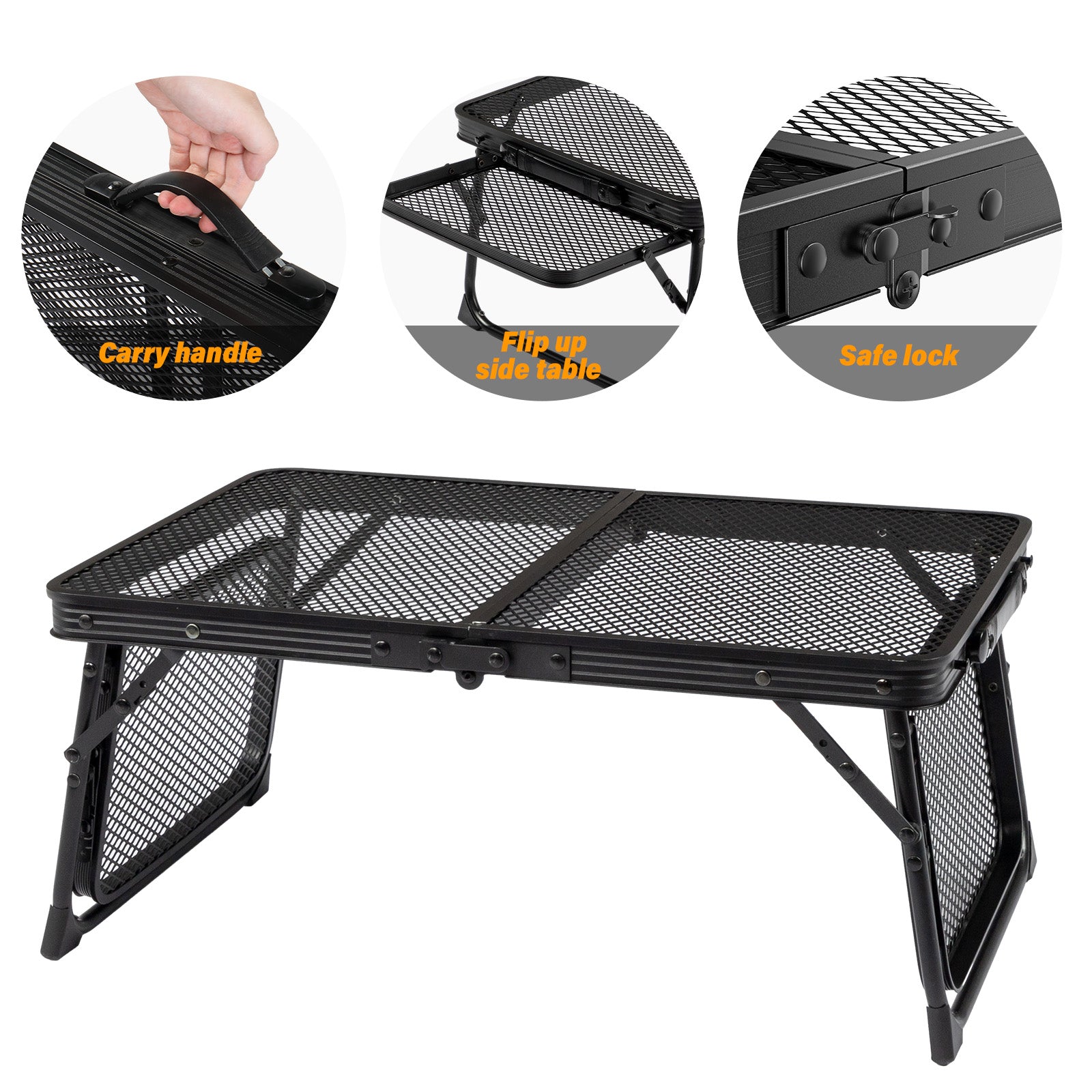 HAOYYE 3ft Portable Picnic Table with Wing Panels, Aluminum Alloy Folding Table for Outdoor Use, Perfect for Family Reunions, Picnics, BBQs, and Camping, Lightweight and Space-Saving Design