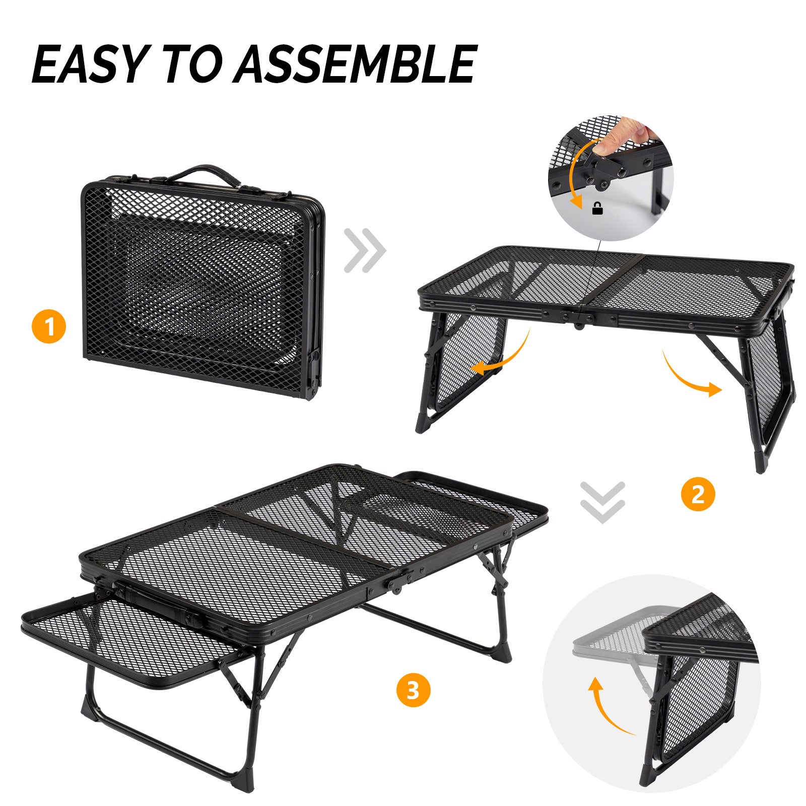 HAOYYE 3ft Portable Picnic Table with Wing Panels, Aluminum Alloy Folding Table for Outdoor Use, Perfect for Family Reunions, Picnics, BBQs, and Camping, Lightweight and Space-Saving Design