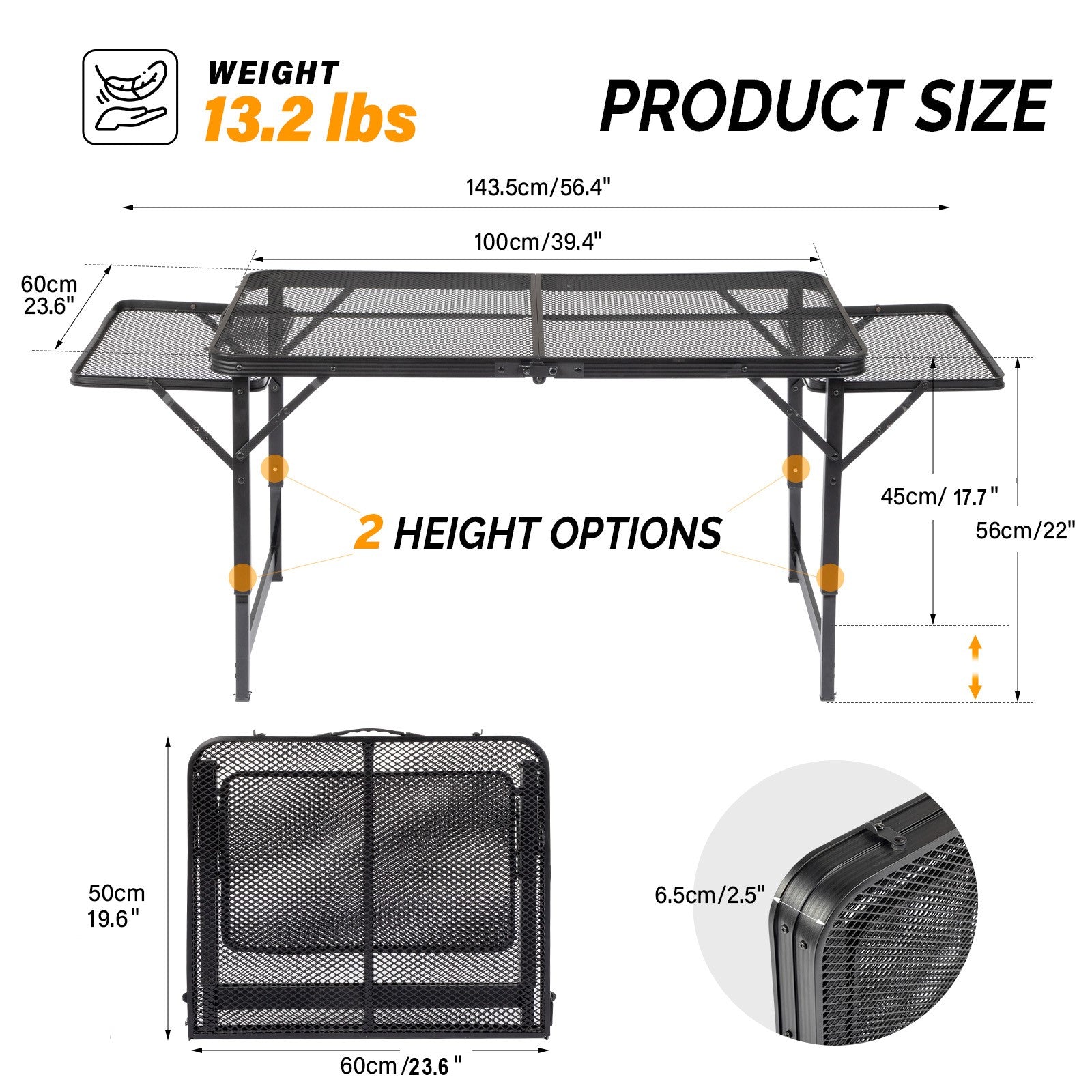 HAOYYE 4.7ft Portable Picnic Table, Adjustable Height Aluminum Alloy Folding Table for Outdoor Use, Perfect for Picnics, Camping, BBQs, and Family Gatherings, Lightweight and Easy to Store