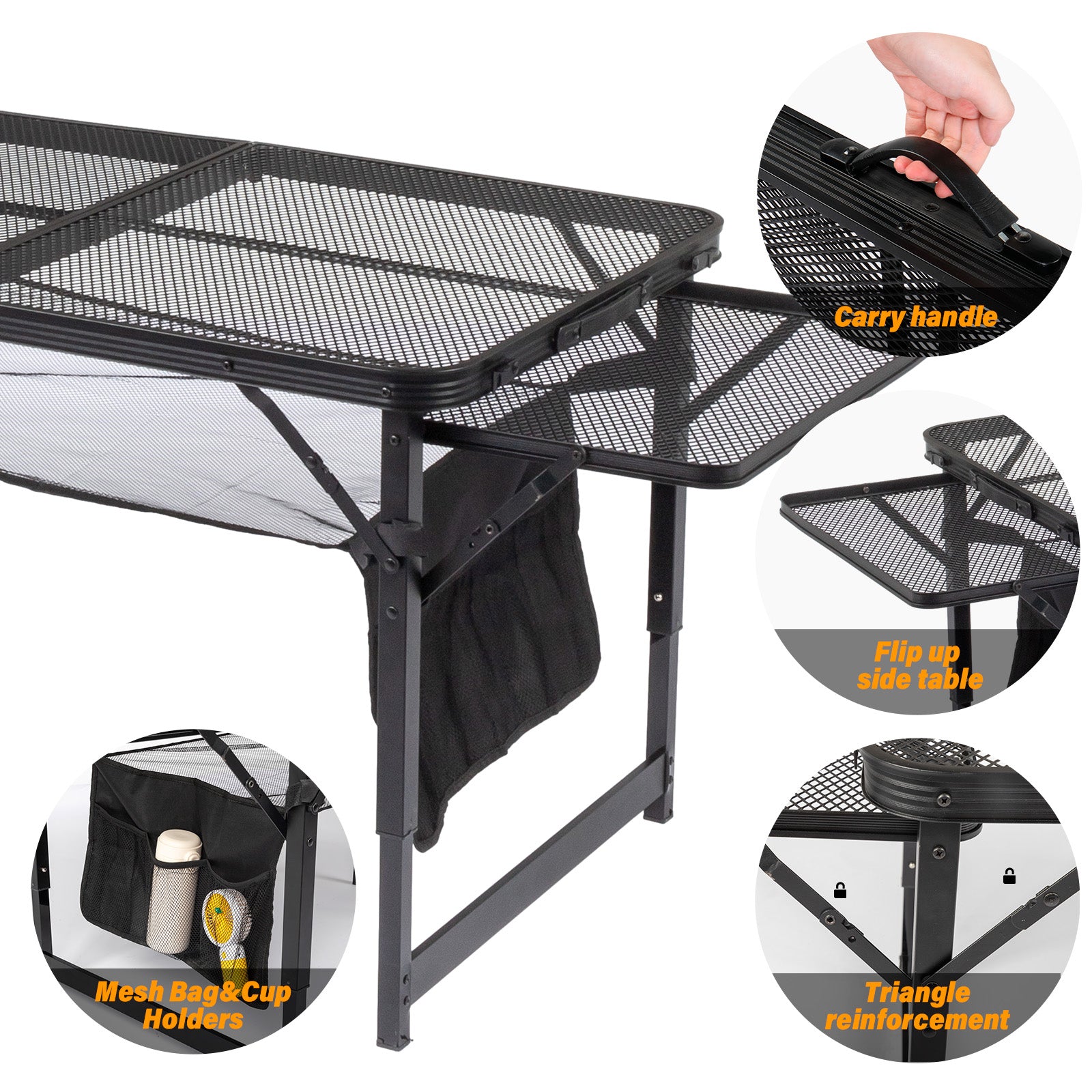 HAOYYE 4.7ft Portable Picnic Table, Adjustable Height Aluminum Alloy Folding Table for Outdoor Use, Perfect for Picnics, Camping, BBQs, and Family Gatherings, Lightweight and Easy to Store