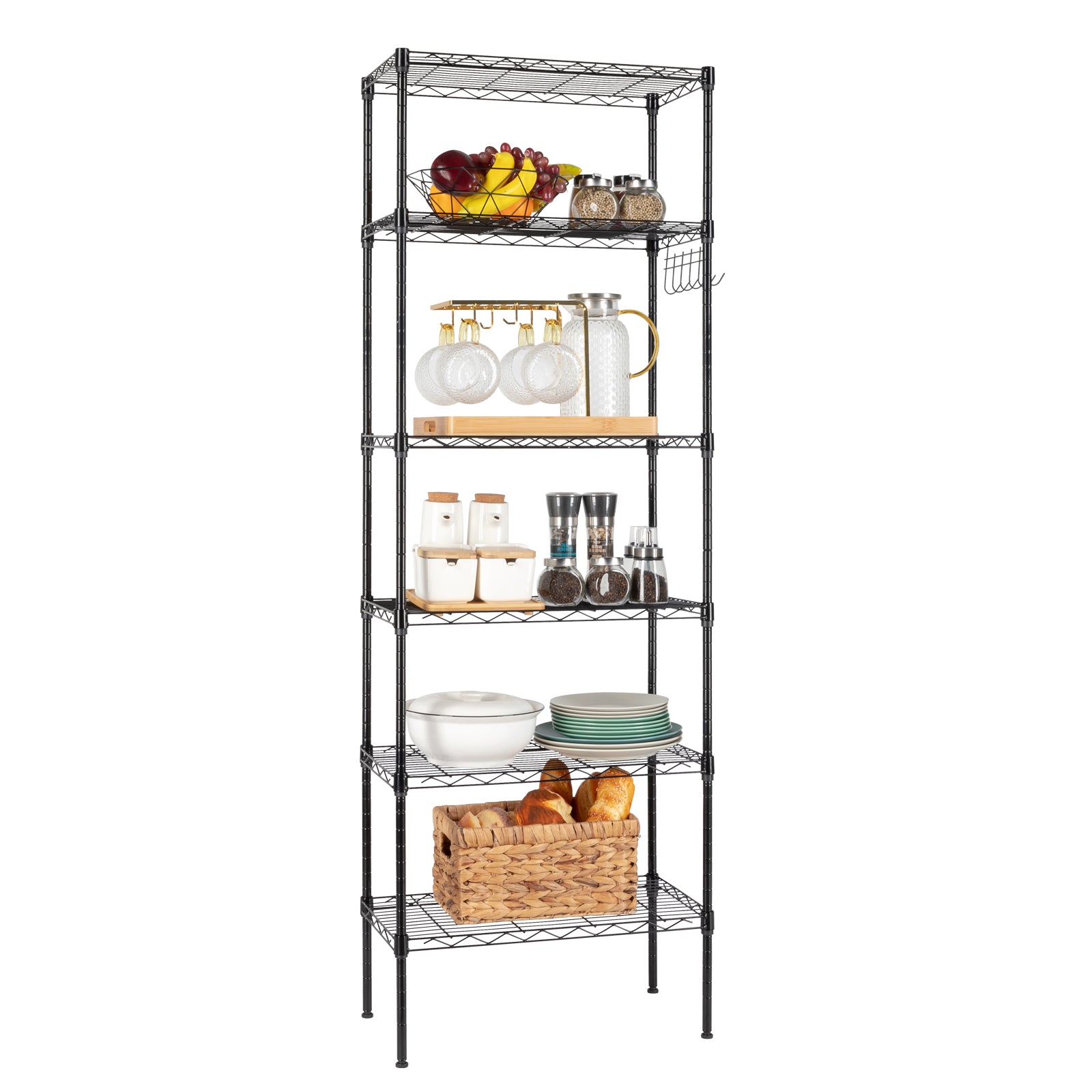 HAOYYE Carbon Steel Storage Rack With Replaceable Assembly And Wheels, Black Sturdy Durable Design, Multifunctional Space-Saving Storage Solution, Modern Home Organizer For Garage And Workshop, Practical Tool Rack With Adjustable Shelves And Easy Mobility