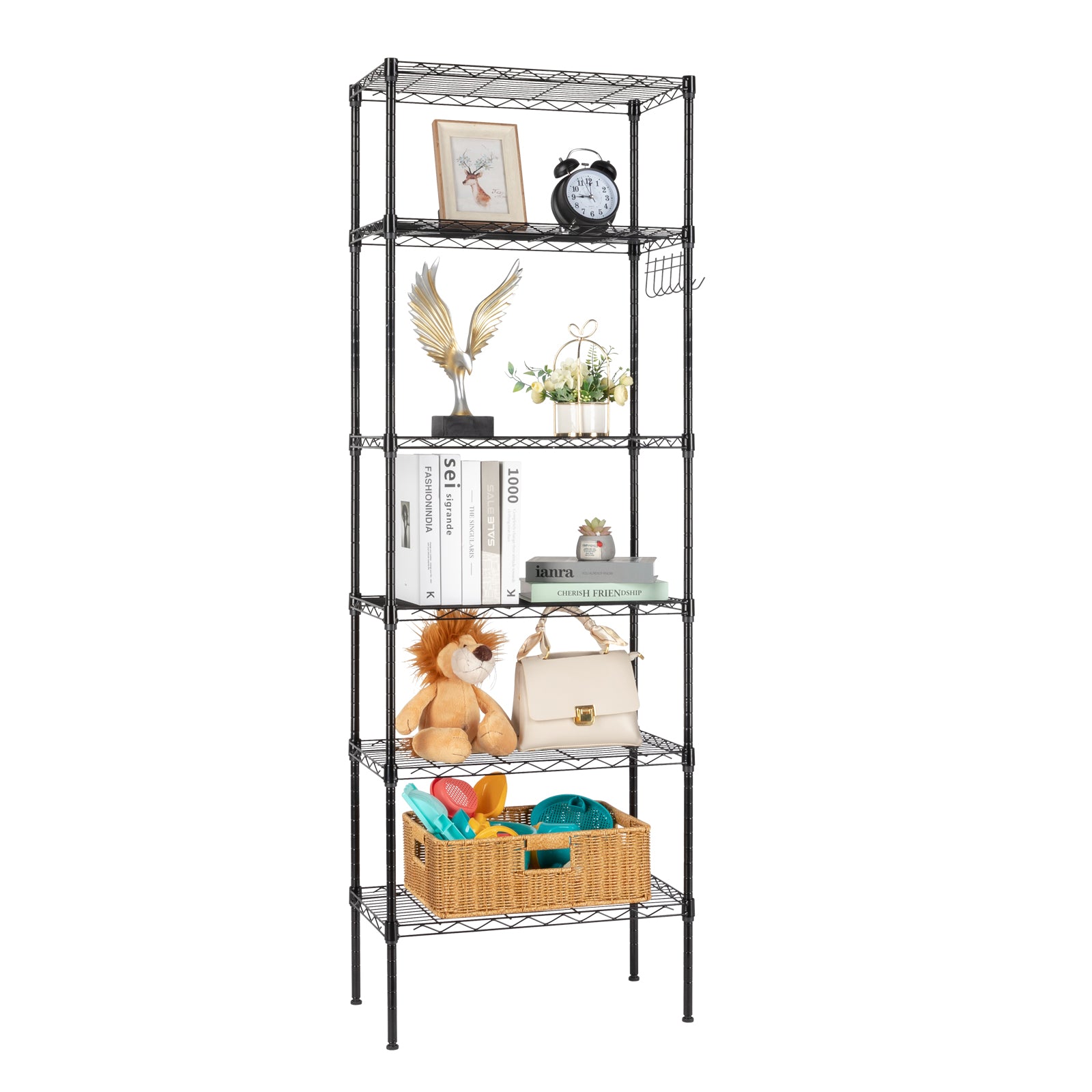 HAOYYE Carbon Steel Storage Rack With Replaceable Assembly And Wheels, Black Sturdy Durable Design, Multifunctional Space-Saving Storage Solution, Modern Home Organizer For Garage And Workshop, Practical Tool Rack With Adjustable Shelves And Easy Mobility
