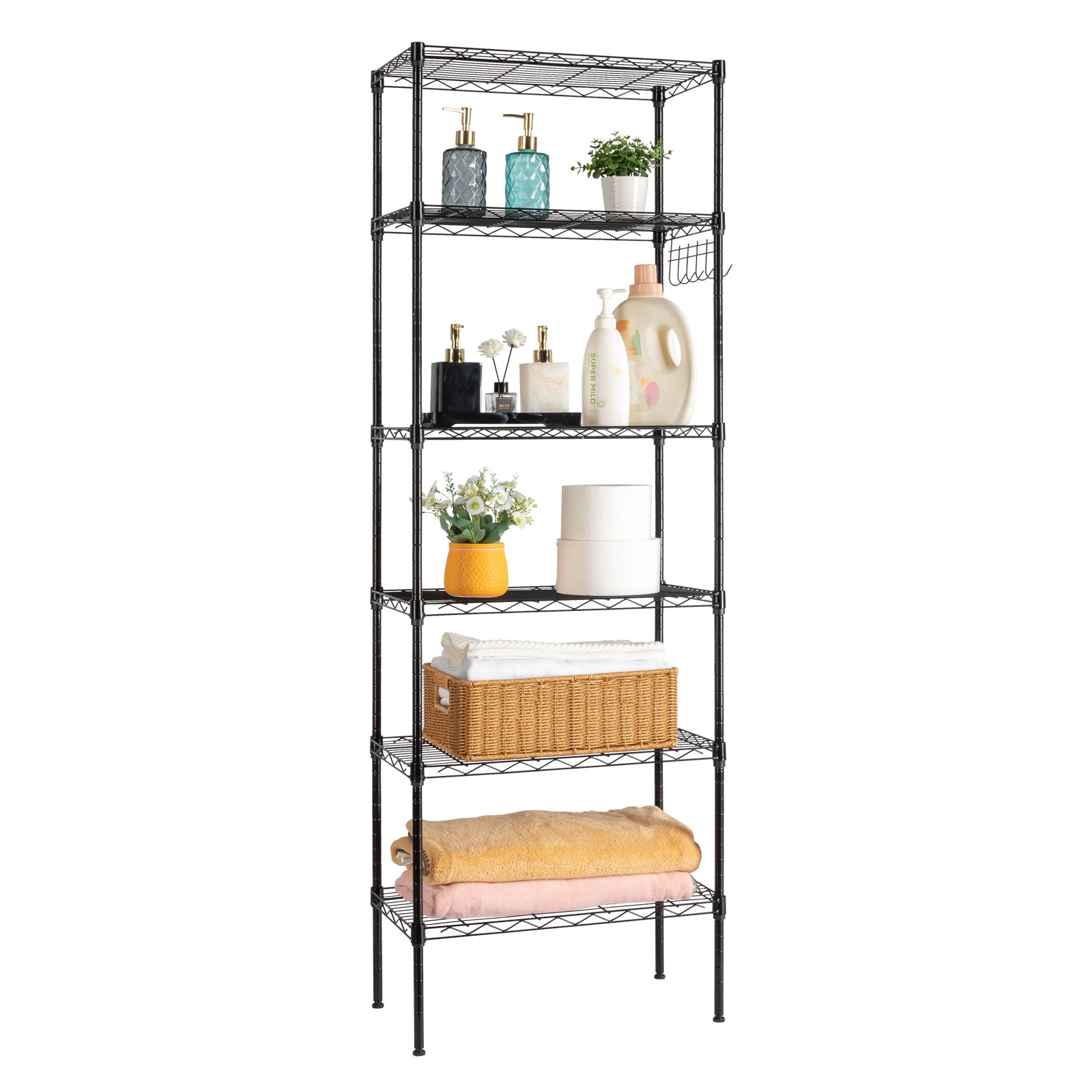 HAOYYE Carbon Steel Storage Rack With Replaceable Assembly And Wheels, Black Sturdy Durable Design, Multifunctional Space-Saving Storage Solution, Modern Home Organizer For Garage And Workshop, Practical Tool Rack With Adjustable Shelves And Easy Mobility