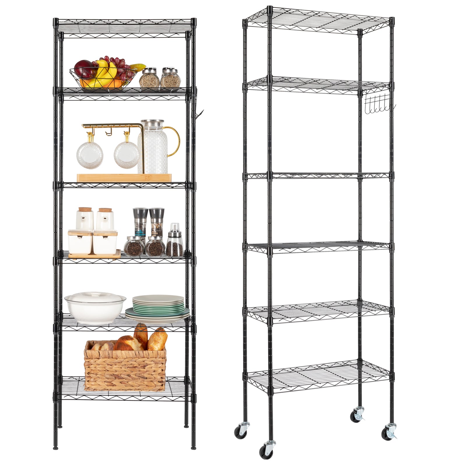HAOYYE Carbon Steel Storage Rack With Replaceable Assembly And Wheels, Black Sturdy Durable Design, Multifunctional Space-Saving Storage Solution, Modern Home Organizer For Garage And Workshop, Practical Tool Rack With Adjustable Shelves And Easy Mobility