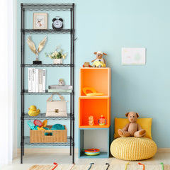 HAOYYE Carbon Steel Storage Rack With Replaceable Assembly And Wheels, Black Sturdy Durable Design, Multifunctional Space-Saving Storage Solution, Modern Home Organizer For Garage And Workshop, Practical Tool Rack With Adjustable Shelves And Easy Mobility