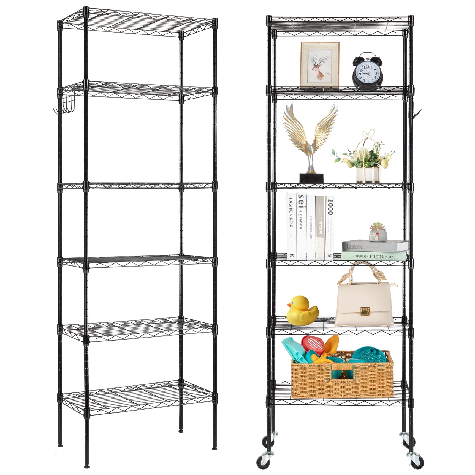 HAOYYE Carbon Steel Storage Rack With Replaceable Assembly And Wheels, Black Sturdy Durable Design, Multifunctional Space-Saving Storage Solution, Modern Home Organizer For Garage And Workshop, Practical Tool Rack With Adjustable Shelves And Easy Mobility