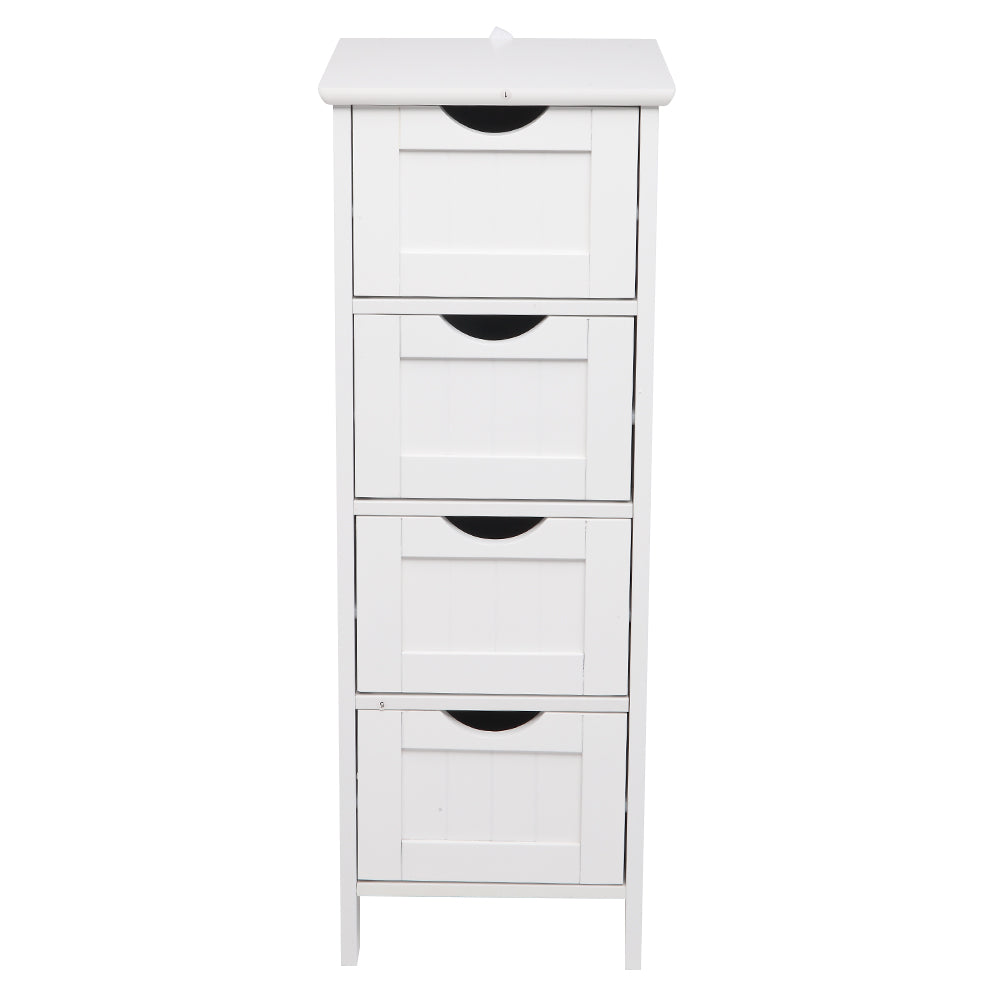 HAOYYE 4 Drawer Storage Cabinet White Durable Design Sturdy Multifunctional Modern Organizer Space-Saving Storage Solution for Living Room and Bedroom