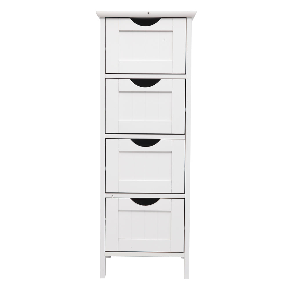 HAOYYE 4 Drawer Storage Cabinet White Durable Design Sturdy Multifunctional Modern Organizer Space-Saving Storage Solution for Living Room and Bedroom