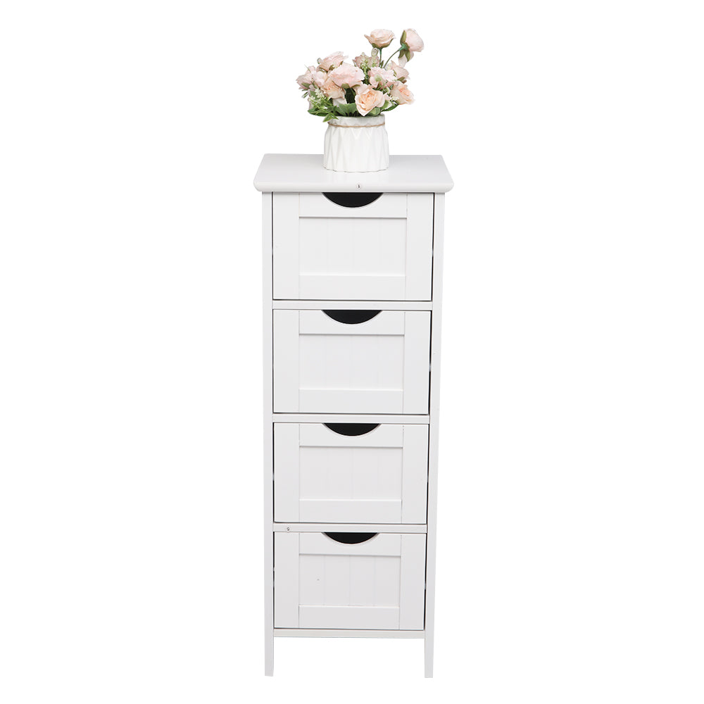 HAOYYE 4 Drawer Storage Cabinet White Durable Design Sturdy Multifunctional Modern Organizer Space-Saving Storage Solution for Living Room and Bedroom
