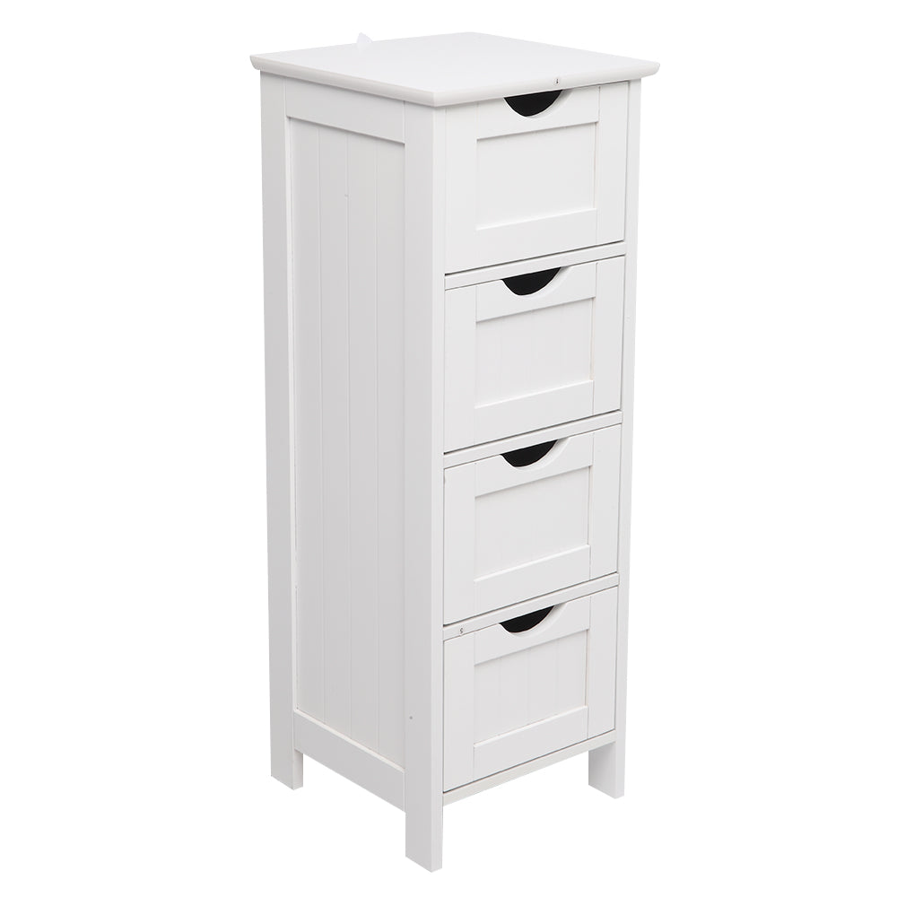 HAOYYE 4 Drawer Storage Cabinet White Durable Design Sturdy Multifunctional Modern Organizer Space-Saving Storage Solution for Living Room and Bedroom