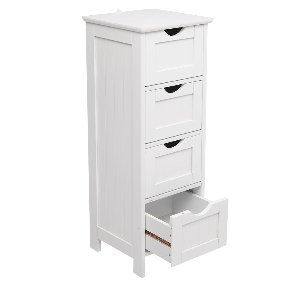 HAOYYE 4 Drawer Storage Cabinet White Durable Design Sturdy Multifunctional Modern Organizer Space-Saving Storage Solution for Living Room and Bedroom