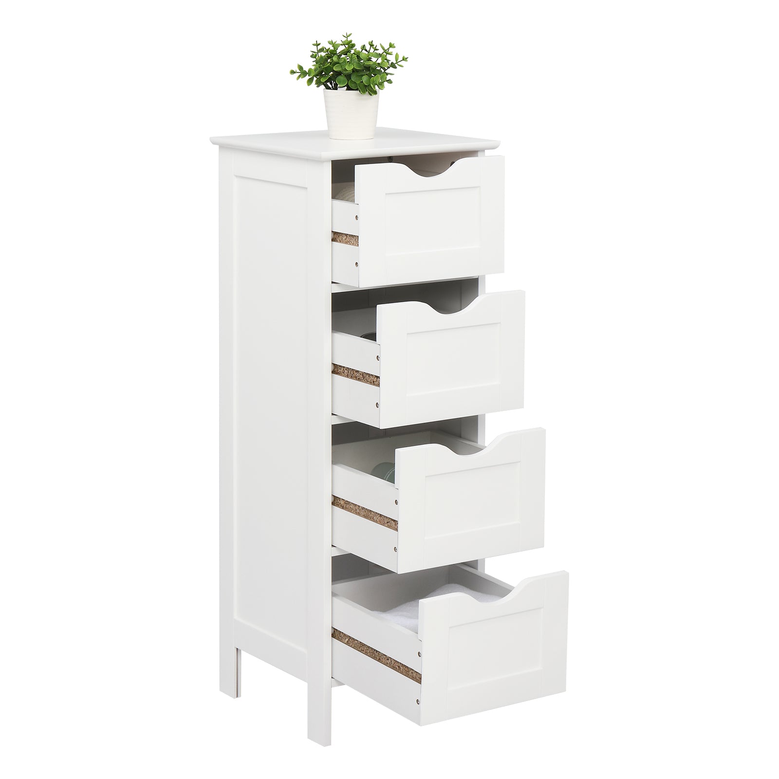 HAOYYE 4 Drawer Storage Cabinet White Durable Design Sturdy Multifunctional Modern Organizer Space-Saving Storage Solution for Living Room and Bedroom