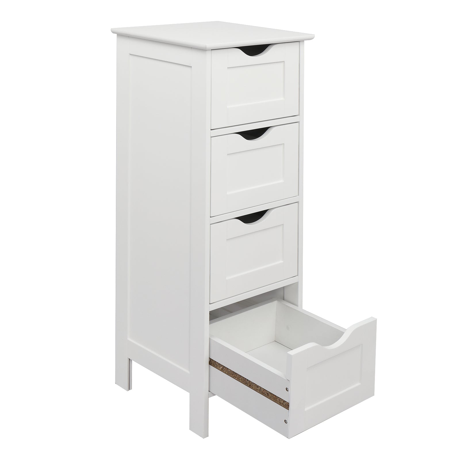 HAOYYE 4 Drawer Storage Cabinet White Durable Design Sturdy Multifunctional Modern Organizer Space-Saving Storage Solution for Living Room and Bedroom