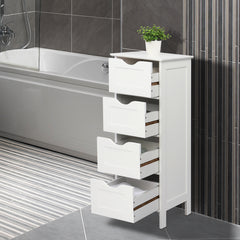 HAOYYE 4 Drawer Storage Cabinet White Durable Design Sturdy Multifunctional Modern Organizer Space-Saving Storage Solution for Living Room and Bedroom