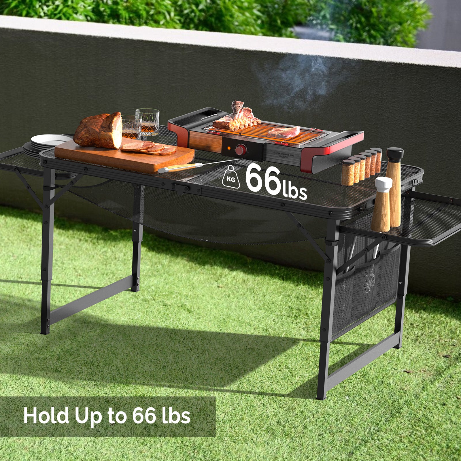 HAOYYE 4.7ft Portable Picnic Table, Adjustable Height Aluminum Alloy Folding Table for Outdoor Use, Perfect for Picnics, Camping, BBQs, and Family Gatherings, Lightweight and Easy to Store