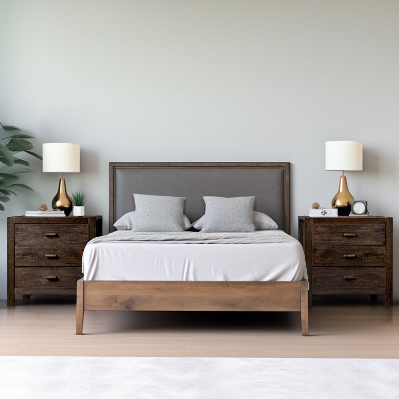 HAOYYE Wood Nightstand with 3 Drawers, End Side Table for Bedroom, Living Room, Bedside Table with Storage, Modern Wooden Night Stand, Durable Accent Table with Handles, Easy Assembly