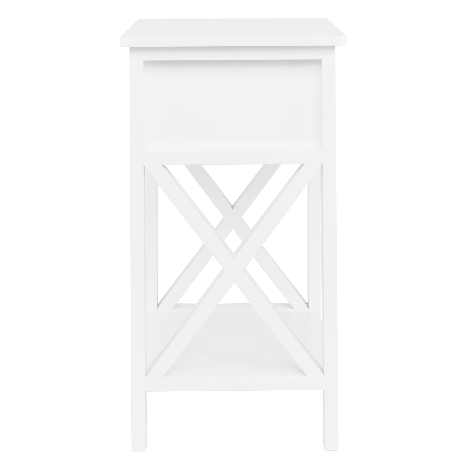 HAOYYE Nightstand Modern End Table Side Table With 1 Drawer and Storage Shelf White Durable Design Stylish Multifunctional Home Organizer Space-Saving Storage Solution for Bedroom and Living Room