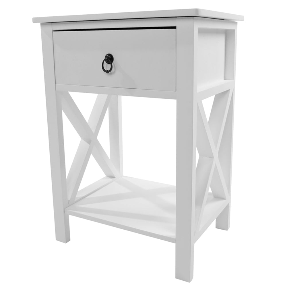 HAOYYE Nightstand Modern End Table Side Table With 1 Drawer and Storage Shelf White Durable Design Stylish Multifunctional Home Organizer Space-Saving Storage Solution for Bedroom and Living Room